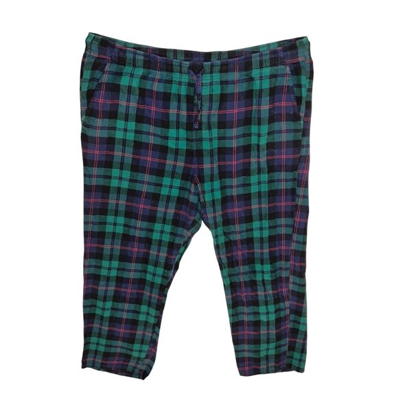 Green & Navy Plaid Cotton Lounge Pants With Drawstring & Pockets Sz XXXL Mens - Picture 5 of 9